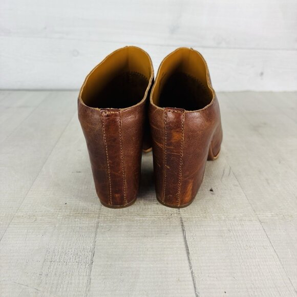 Kork-Ease Original SAGANO Rum Brown Leather Wrapped Block Heel Mules Clog Sz 9 M - Picture 6 of 16